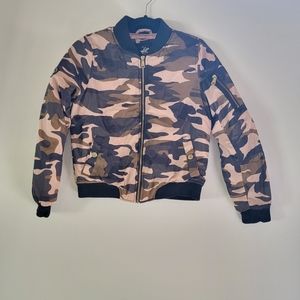 Beverly Hills Polo Club Camo bomber jacket with front snap button pocket Medium